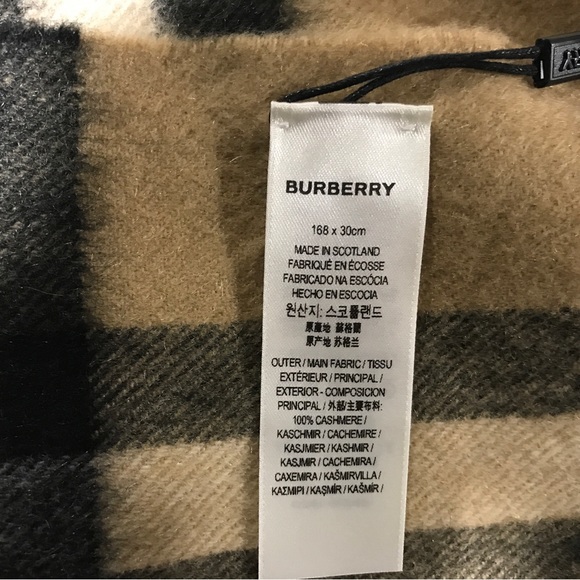 Burberry Check Cashmere Tassel Scarf, Size 66.1" x 11.8" - Archive Beige - Picture 12 of 13